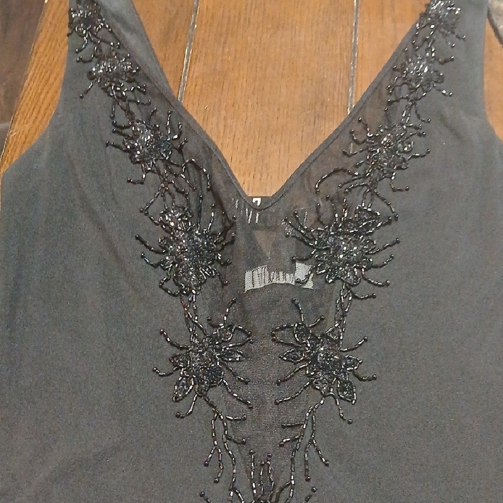 Laundry By Shelli Segal Black Beaded V-Neck Maxi Dress - Picture 16 of 16